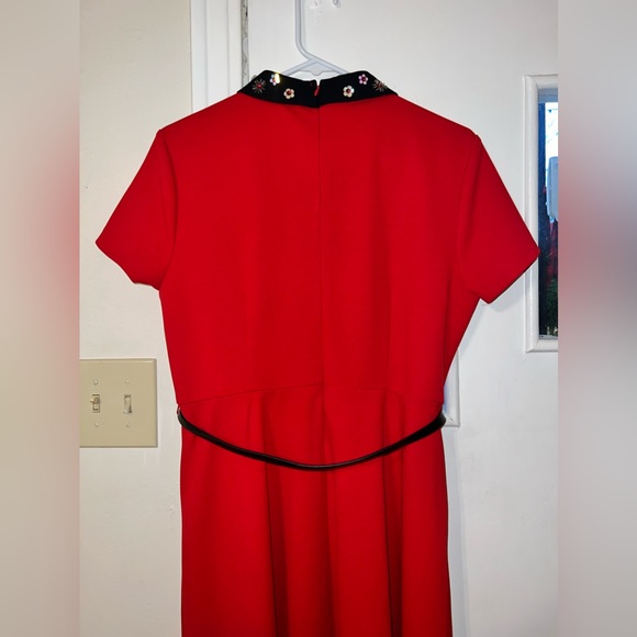 ELLE Beaded Collar and Bow Fit Red Flared Dress. Great condition. Size 14 - Picture 6 of 7